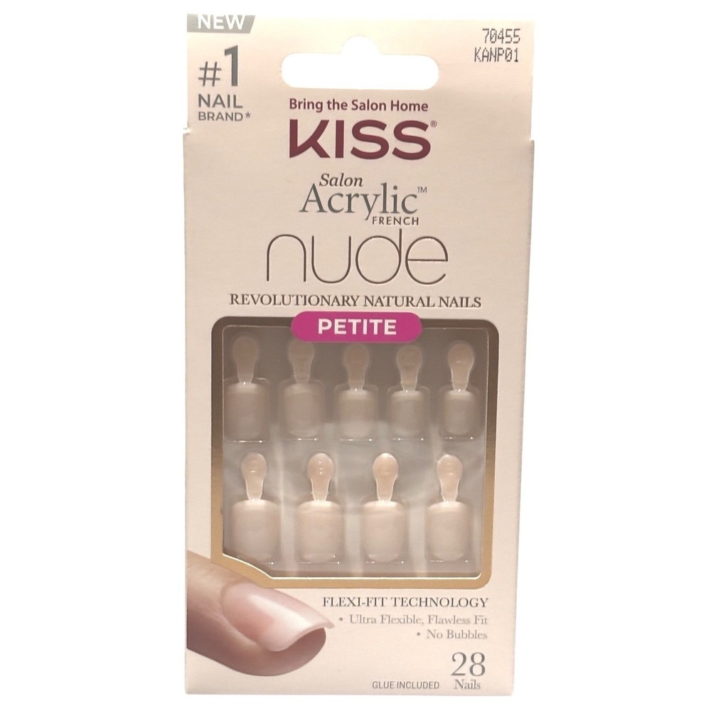 KISS Salon Acrylic French Nude Petite Press-On Nails 28ct Short Round NEW